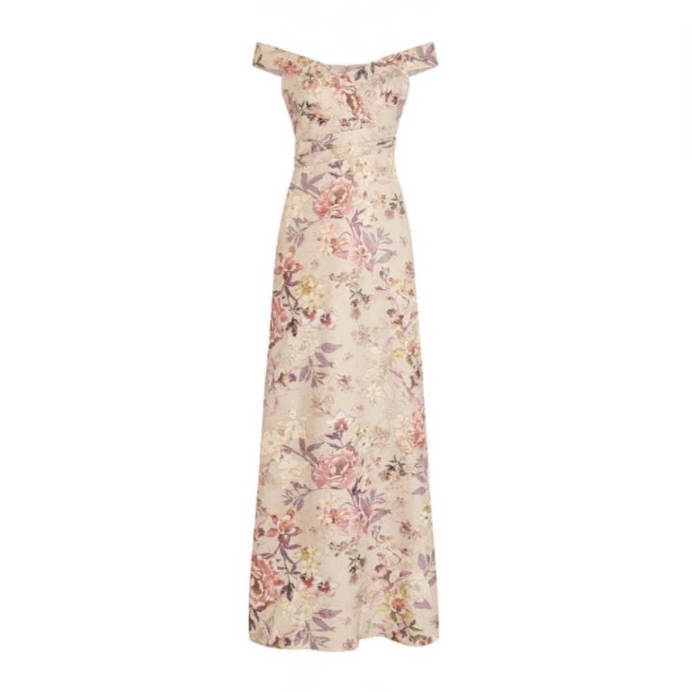 Last Chance ADRIANNA PAPELL Off Shoulder Floral Jacquard Gown 10